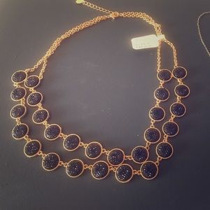 Gold Necklace with Black Stones (New with Tags!)